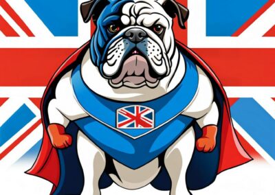 Xdog Image wearing Union Jack Flag